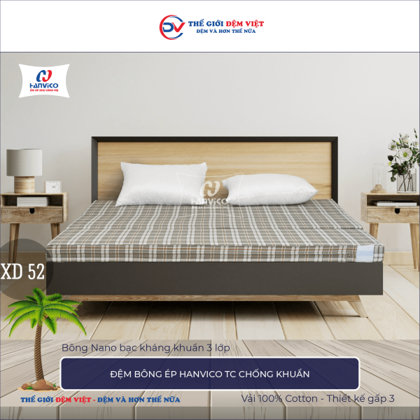 Đệm bông ép TC chống khuẩn Hanvico 1